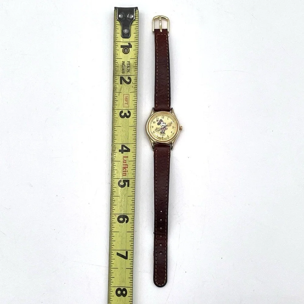 Vintage 90s Lorus Disney Women's Minnie Mouse Gold Tone Quartz Watch V515-6080